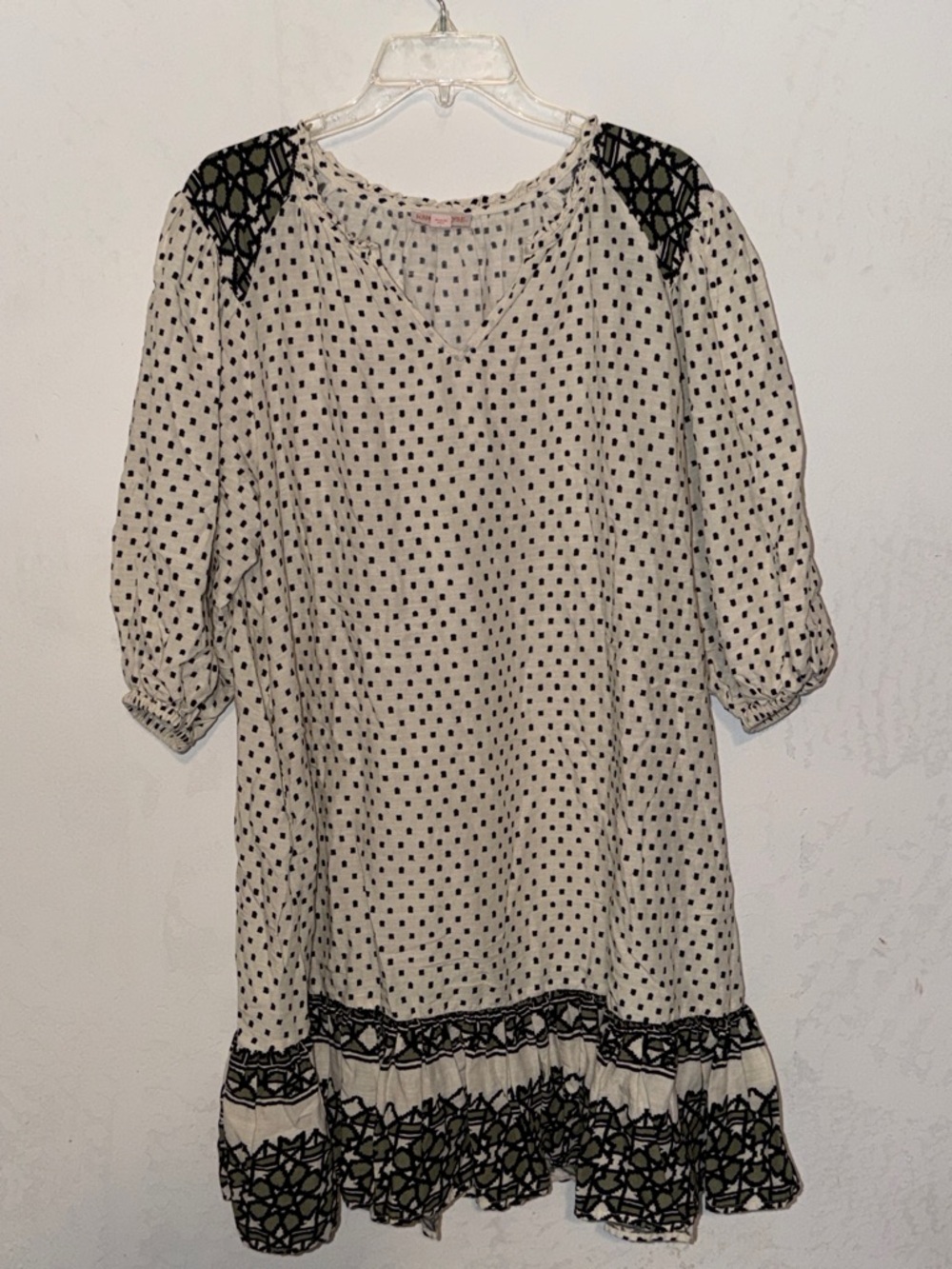 Knox Rose Cream & Black Polka Dot Tiered Mini Dress